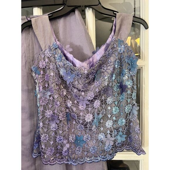 Vtg 2Pc Y2K Handmade Skirt Prom Goth Fairy Beaded‎ Witch Sheer Crochet Size 4-6 - Picture 2 of 14